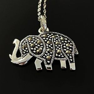 ✨ Genuine Marcasite Elephant Necklace Pendant